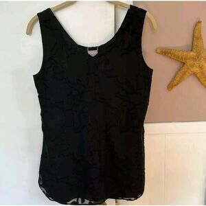 CHICO'S Design Sleeveless Convertible Top Chico's Size 00 BLACK Lace Tank